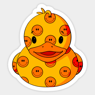 Smiley Face Pattern Rubber Duck Sticker